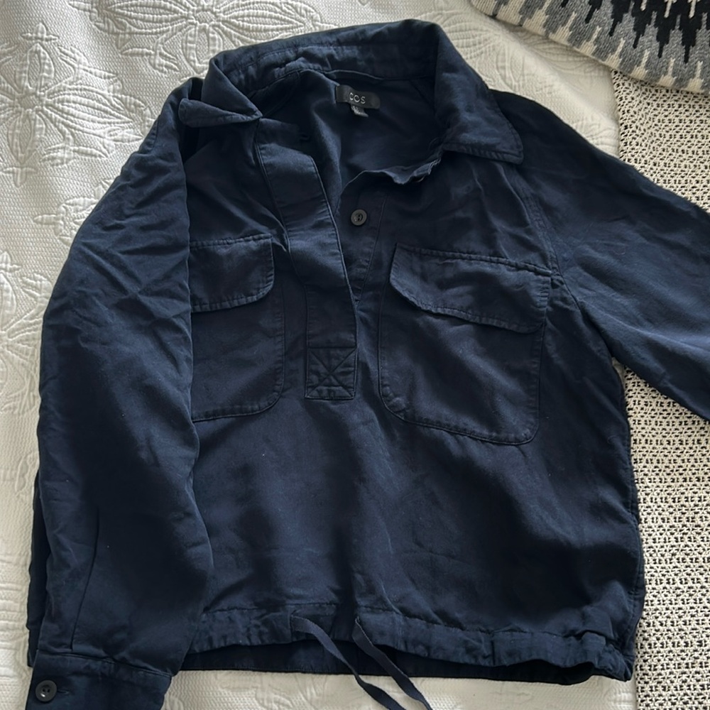 COS Utility Pullover Navy with Detachable Hood